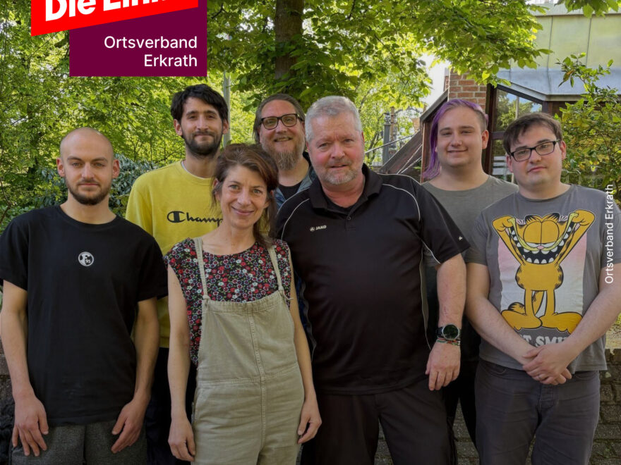 Foto des Vorstands (von links nach rechts: Fabian Tim Kollat, Matthias Dörrlamm, Sonja Müller-Welt, Kay Keunecke, Lutz Gallasch, Kay Küsters & Tyll Schulz)